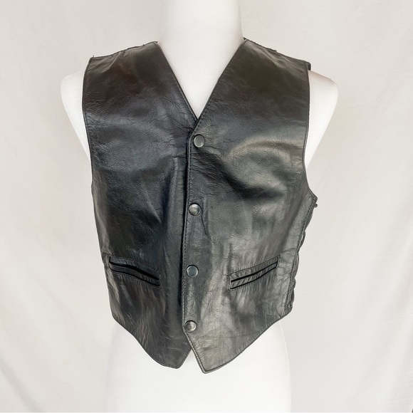 JR Genuine Leather Women’s Motorcycle Side Lace Snap Up Vest - Picture 9 of 14